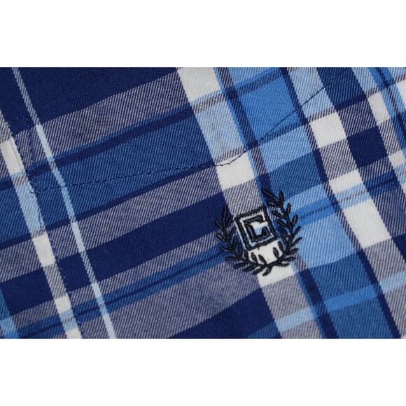 Chaps Dress Shirt Mens Size Medium Long Sleeve Performance Blue Plaid - Picture 3 of 6